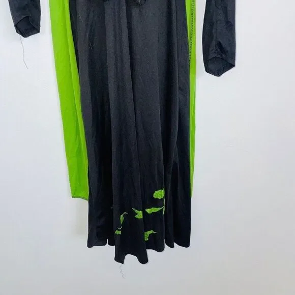 Wizard of Oz Wicked Witch Costume Girls M Green Black Hat Halloween - Picture 6 of 12